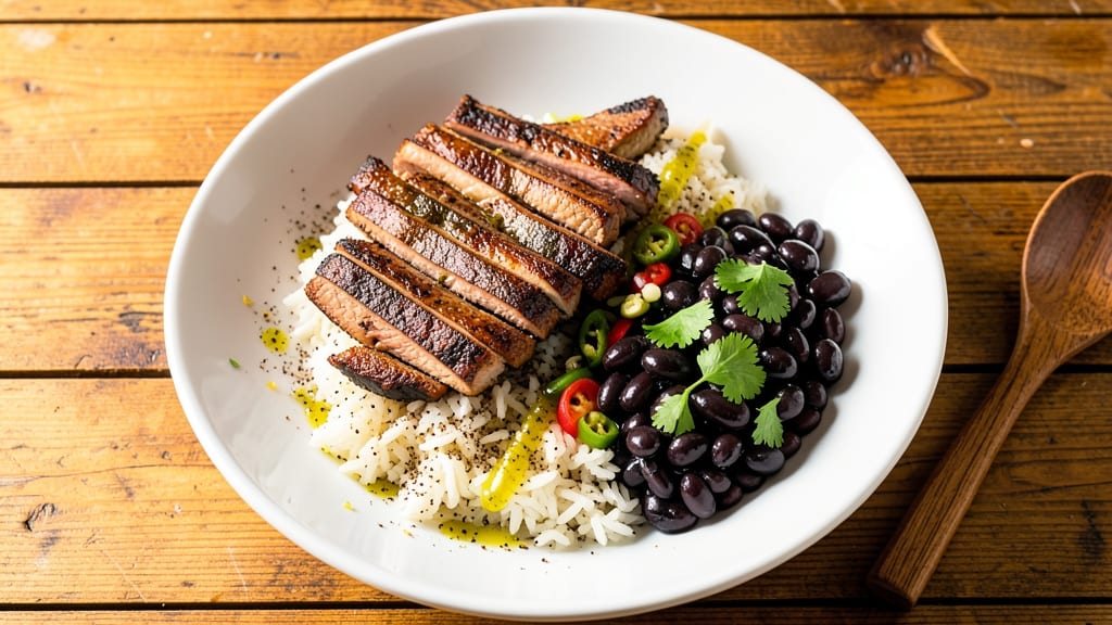 Carne Asada With Rice and Beans Recipe: Sizzling Skirt Steak Paired With Cilantro-Lime Zing
