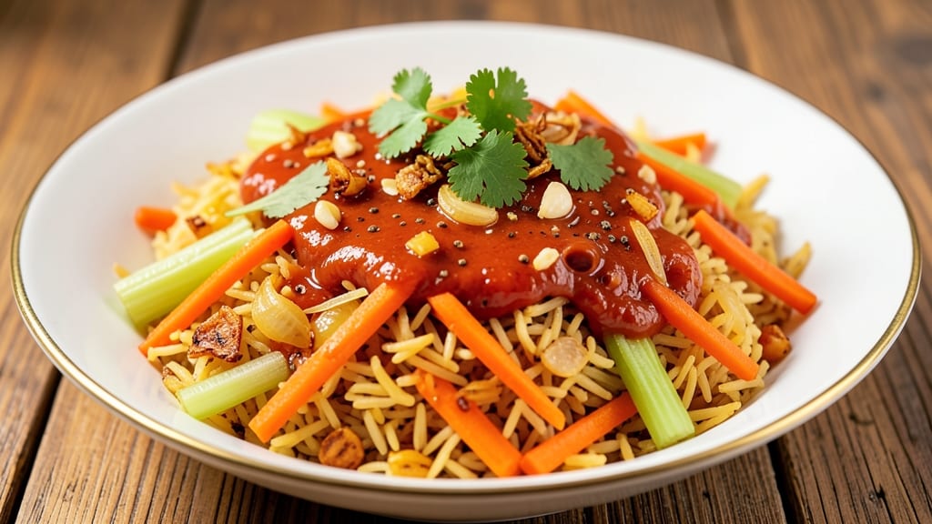 Carrot Fried Rice Indian Recipe: Spiced Golden Bites with Crunchy Celery Crown