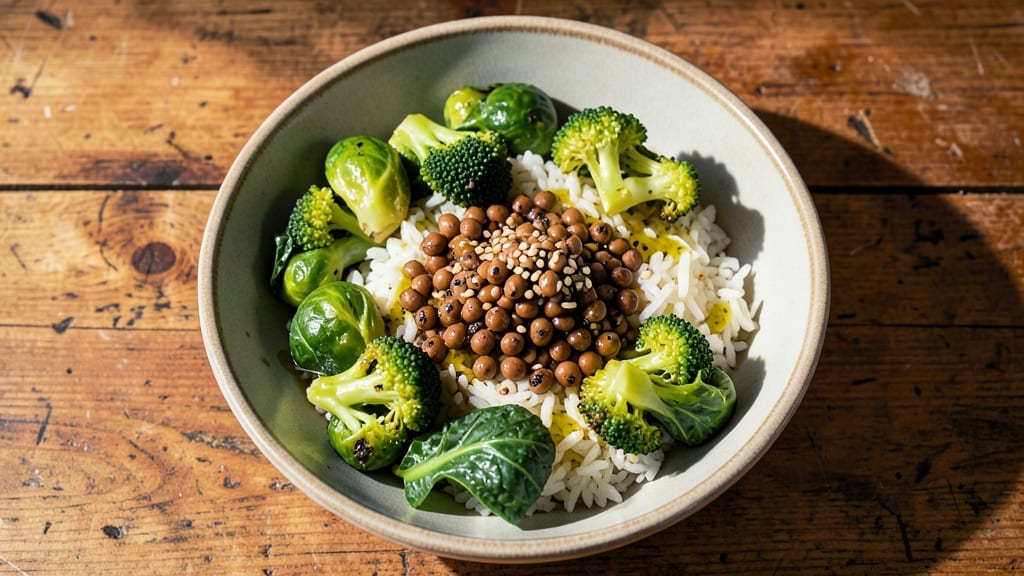 Brassica Lentils and Rice Recipe: Savory Roasted Veggie Power Bowl