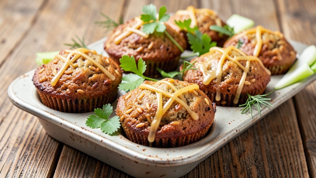 Brown Rice Muffins Recipe: Savory Herbed Bites With Crunchy Celery Crown
