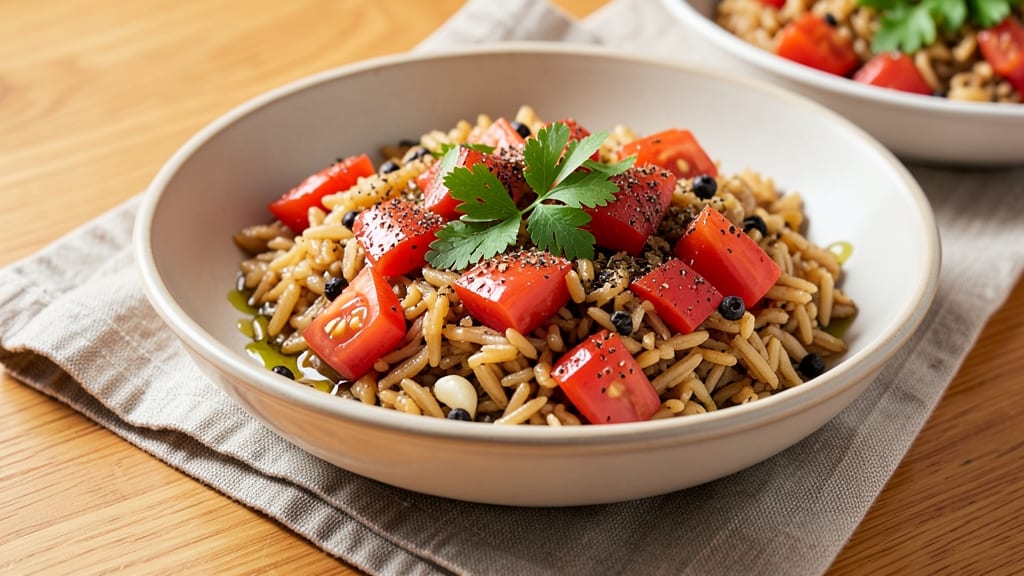 Brown Rice and Diced Tomatoes Recipe: One-Pot Mediterranean Herb Blend