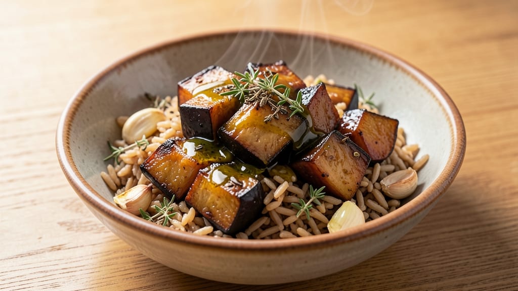 Brown Rice and Eggplant Recipe: Mediterranean Herb Roast With Crispy Edges