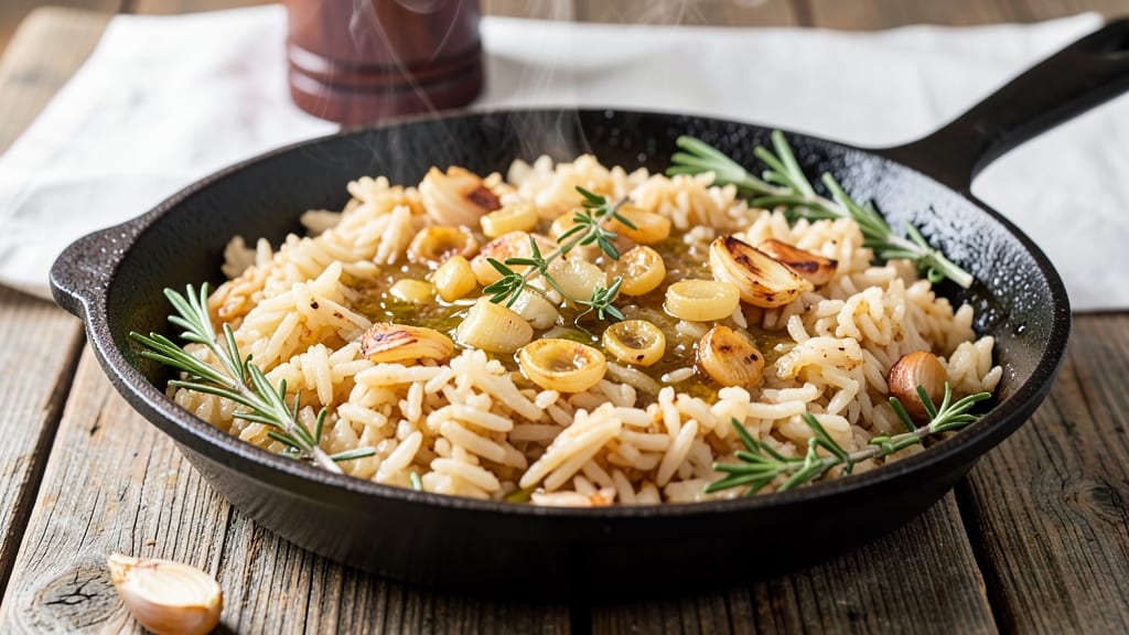 Braised Oven Rice Recipe: Savory Herb-Infused Crunch Over Melty Grains