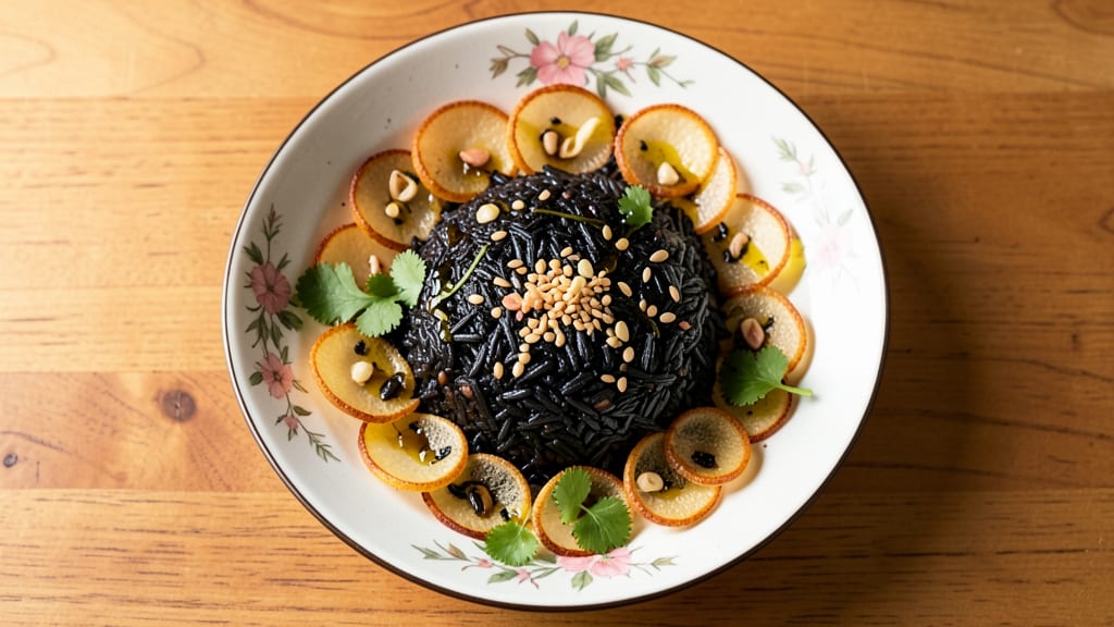 Bolay Black Rice Recipe: Fragrant Forbidden Rice with Crispy Celery Crown