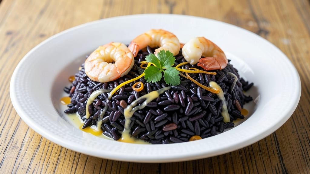 Black Rice Seafood Recipe: Deep Purple Grains With Buttery Shrimp