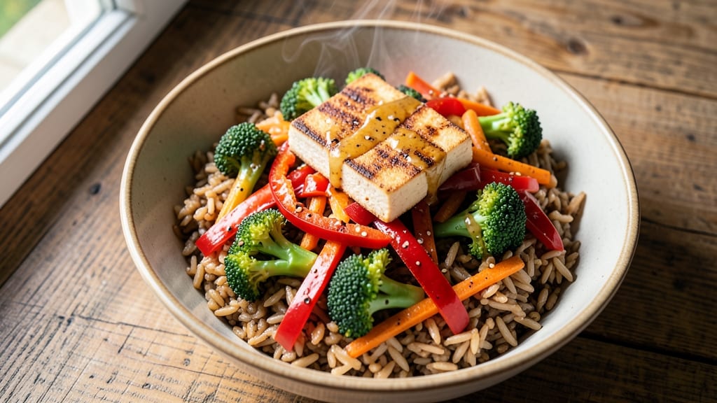 Brown Rice Veggie Bowl Recipe: Protein-Packed Meal With Crunchy Toppings