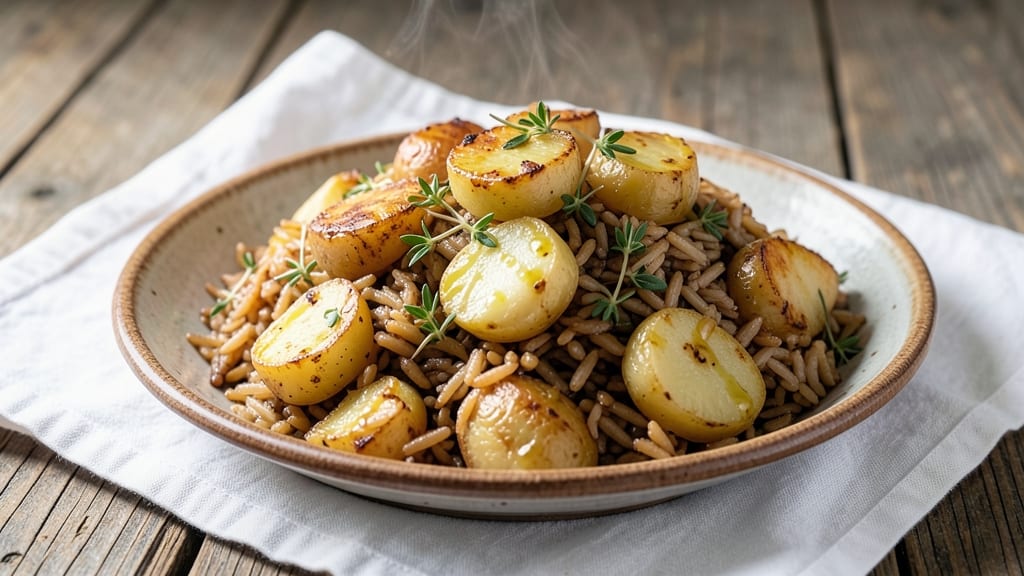 Brown Rice And Potatoes Recipe: One-Pan Golden Crust Magic