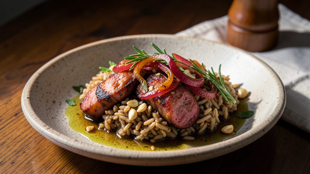 Brown Rice and Italian Sausage Recipe: Sizzling Sausage and Nutty Grains in One Pan
