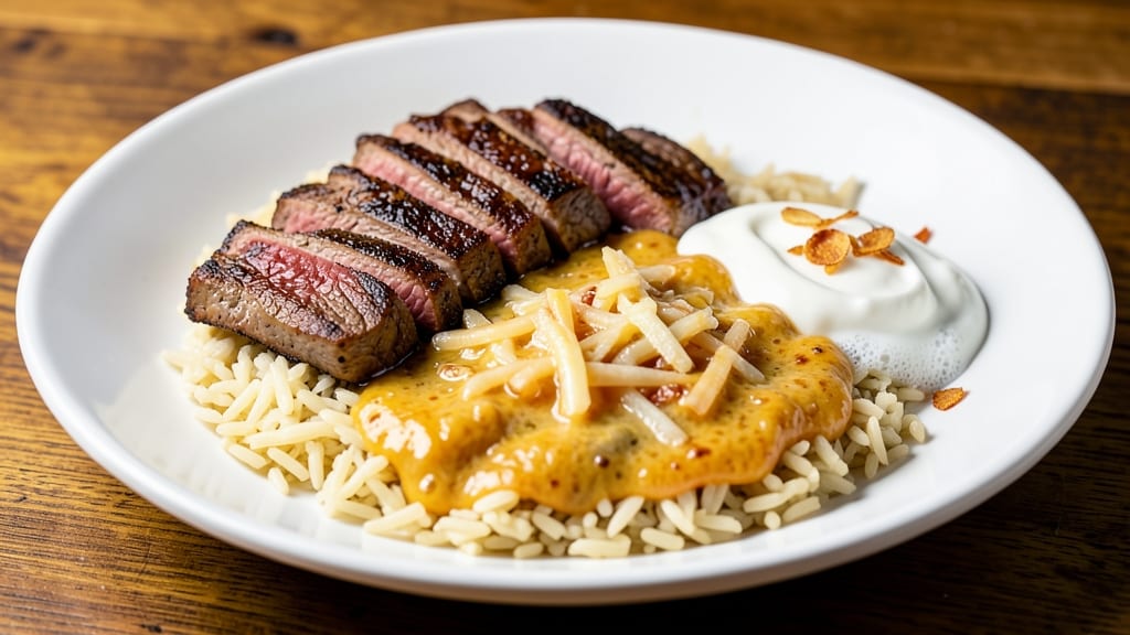 Cheesy Steak and Queso Rice Recipe: Melted Cheese and Flavor-Packed One-Pan Meal