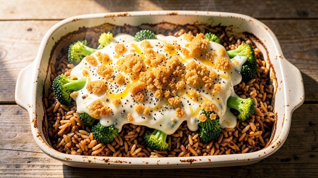 Broccoli and Wild Rice Casserole Recipe: Cheesy Crisp Top Meets Nutty Earthy Grains