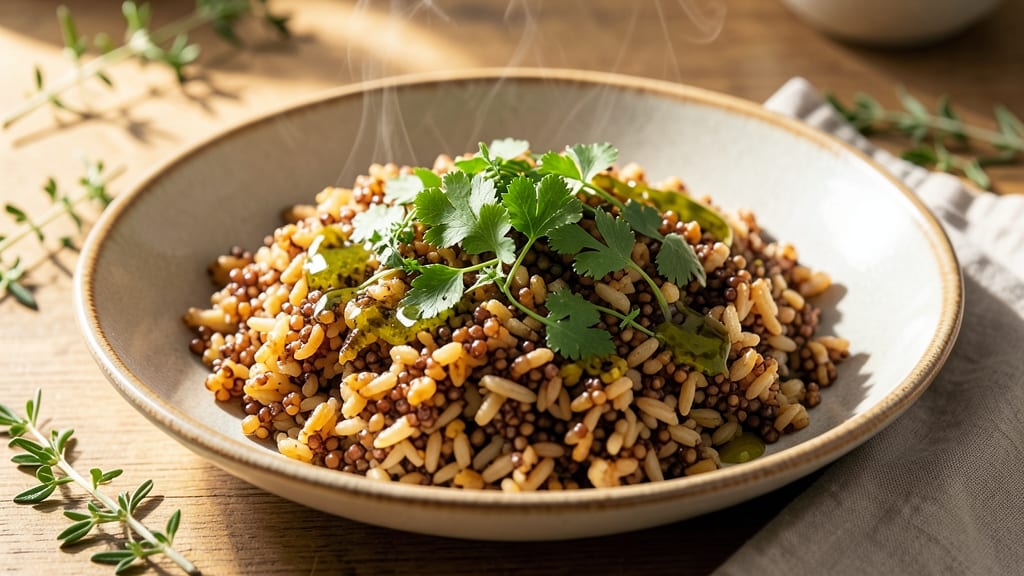 Brown Rice and Quinoa Pilaf Recipe: Toasted Nutty Crunch With Herbed Freshness