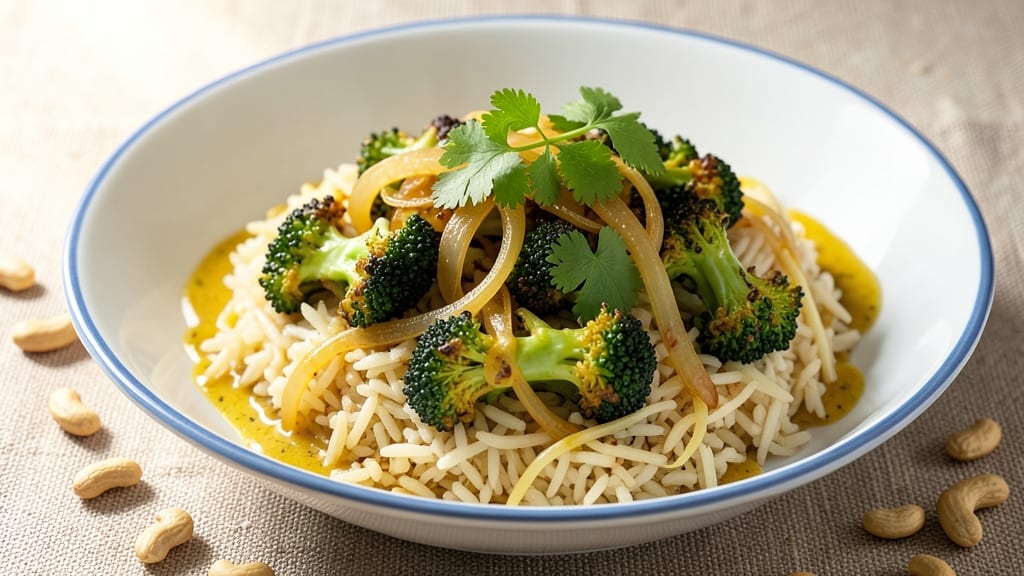 Broccoli Rice Recipe Indian: Nutty Coconut and Turmeric Spiced One-Pan Wonder