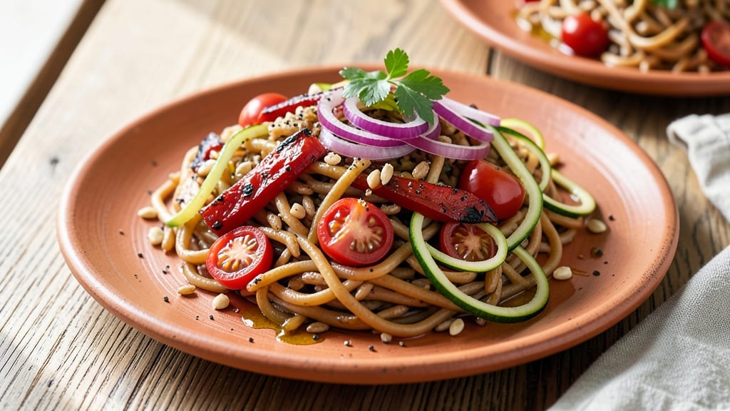 Brown Rice Pasta With Vegetables Recipe: Hearty Veggie-Packed One-Pan Meal