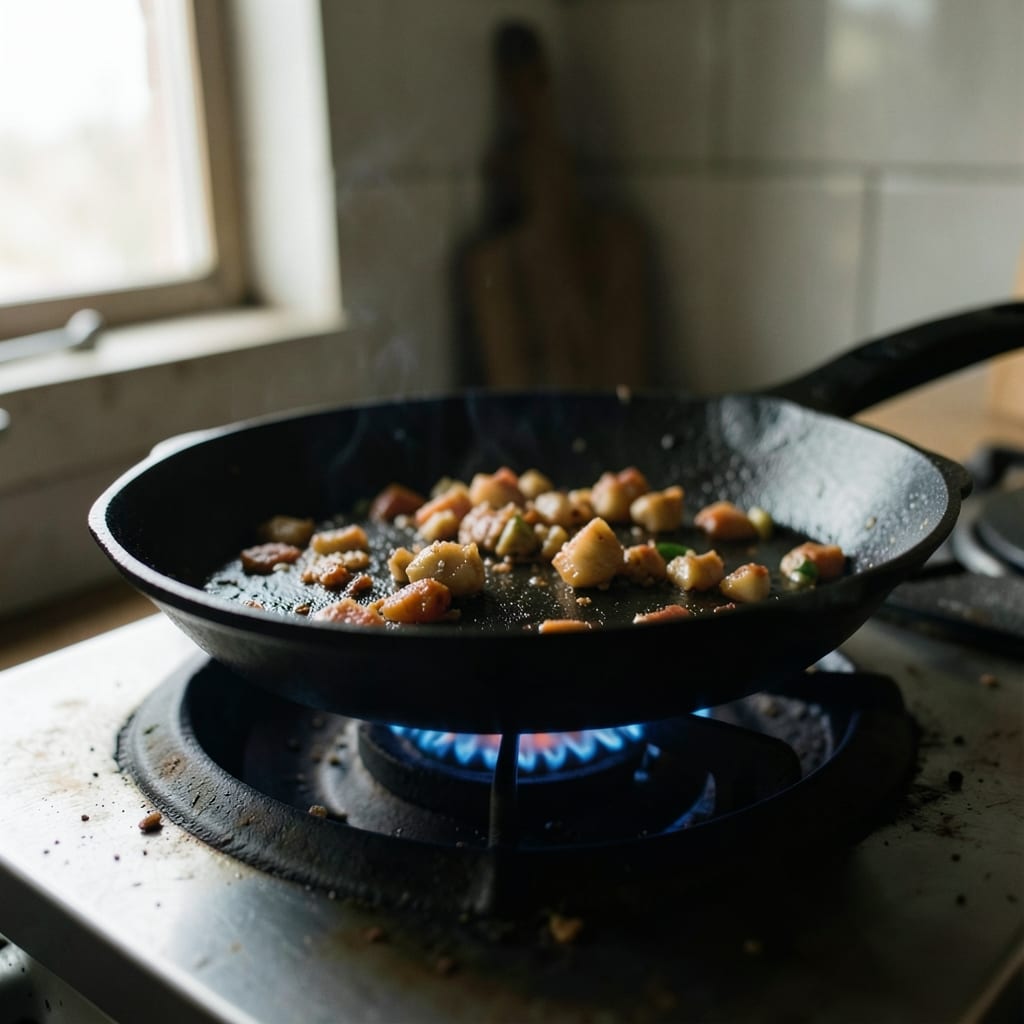 The first pass, in the pan