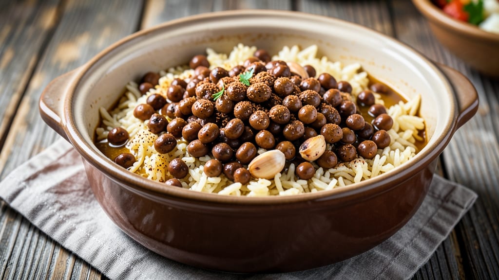Black Eyed Peas and Rice Crockpot Recipe: Smoky Garlic Gravy Over Fluffy Grains