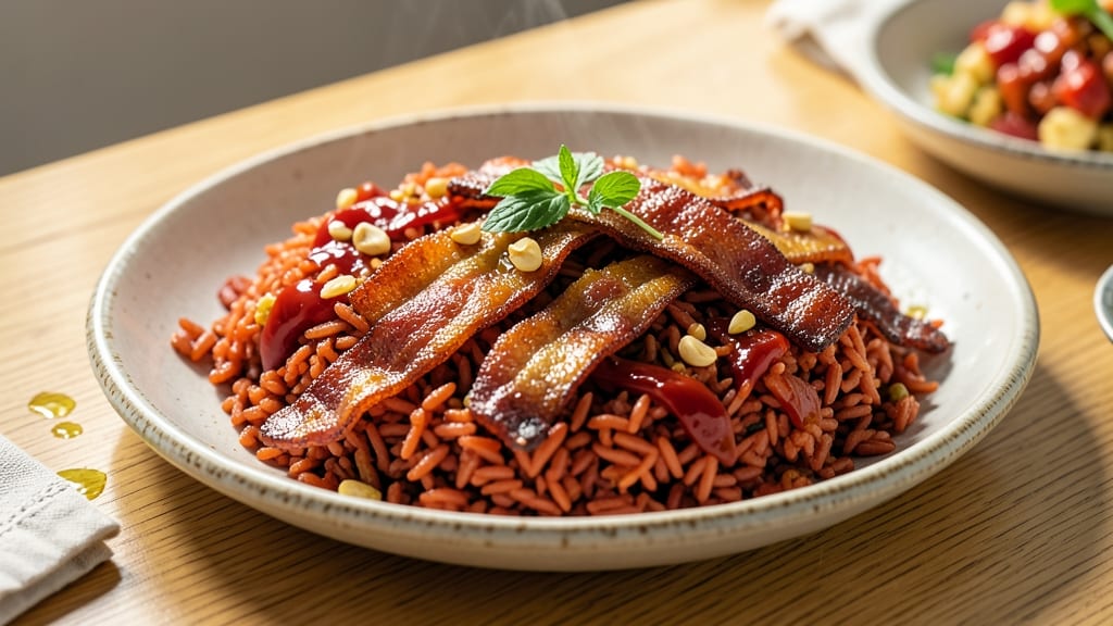 Chamorro Red Rice With Bacon Recipe: Smoky Tomato and Turmeric Spice Harmony