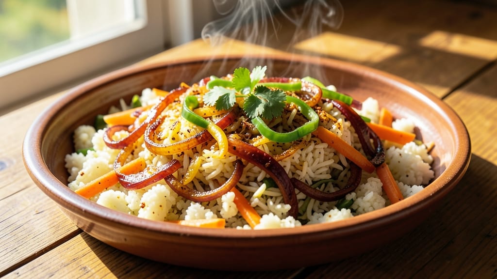 Cauliflower Rice Biryani Recipe: Fragrant Saffron Grains With Crispy Top Layers