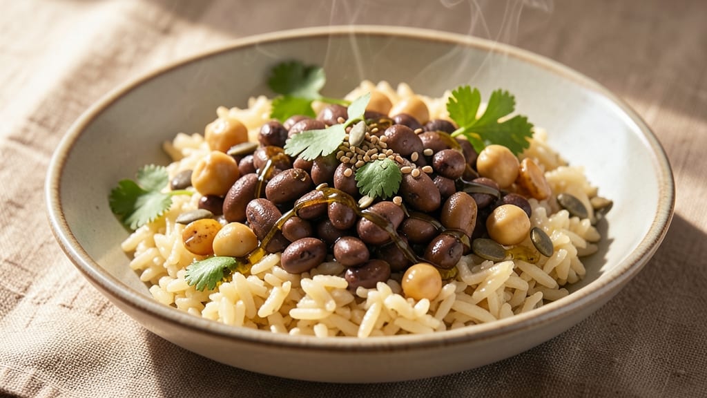 Black Beans, Chickpeas, and Rice Recipe: One-Pot Protein-Packed Fiesta Bowl