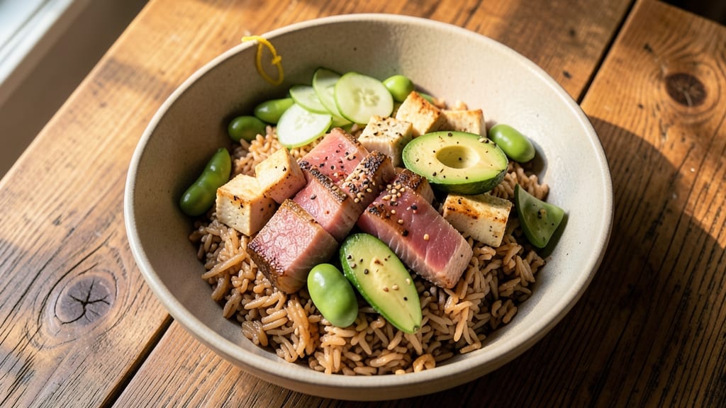 Brown Rice Poke Bowl Recipe: Nutty Base With Crunchy Toppings Twist