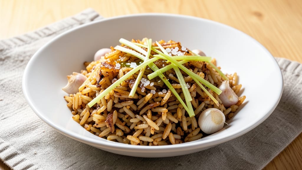 Check Rice Recipe: One-Pot Fragrant Grains With Crispy Celery Topping